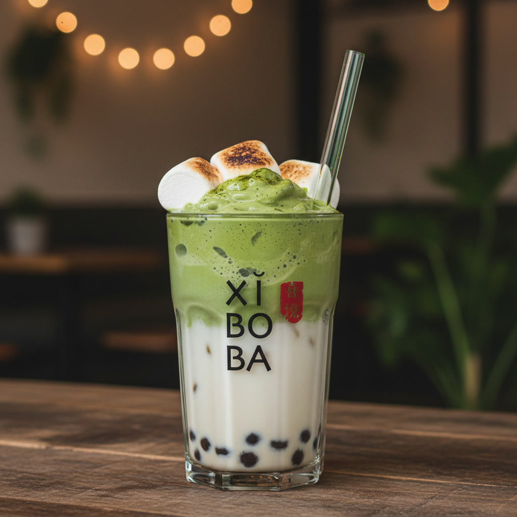 Signature Matcha Dalgona with Marshmallow Bakar